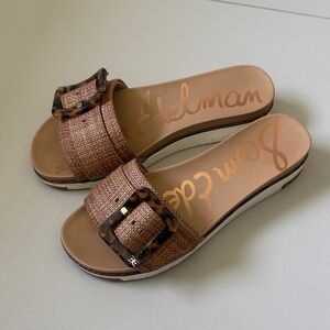 Sam Edelman Brown Slide Sandals with Tortoiseshell Buckles